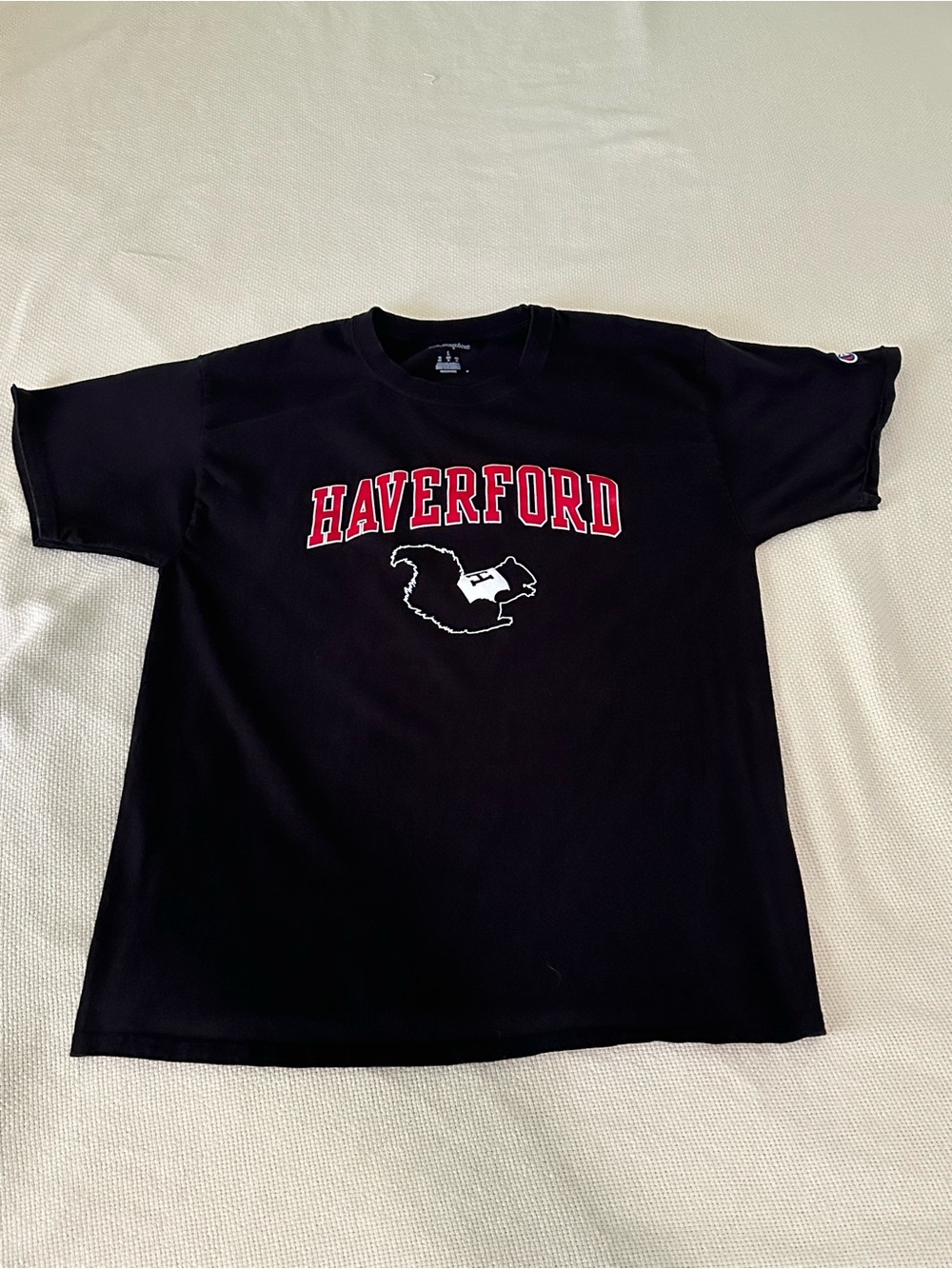Champion Haverford College Black Squirrel Graphic T-Shirt Men's Large Black